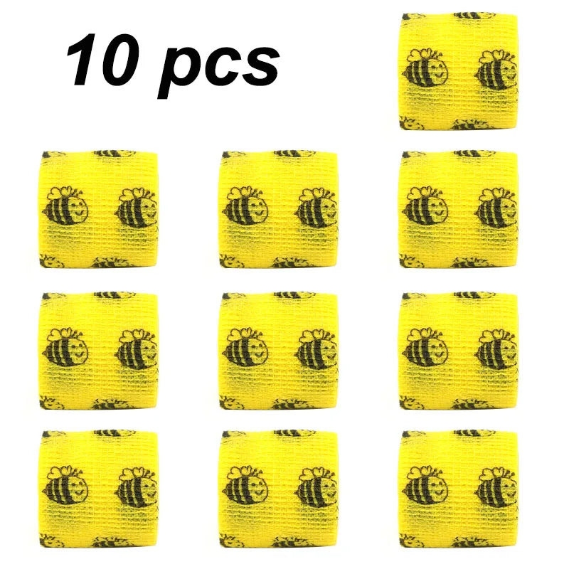 Self Adhesive Elastic Bandage 5cm Yellow Bee Printed Athletic Tape Wraps for Sports Wrist Joint Pet Multi-Pack