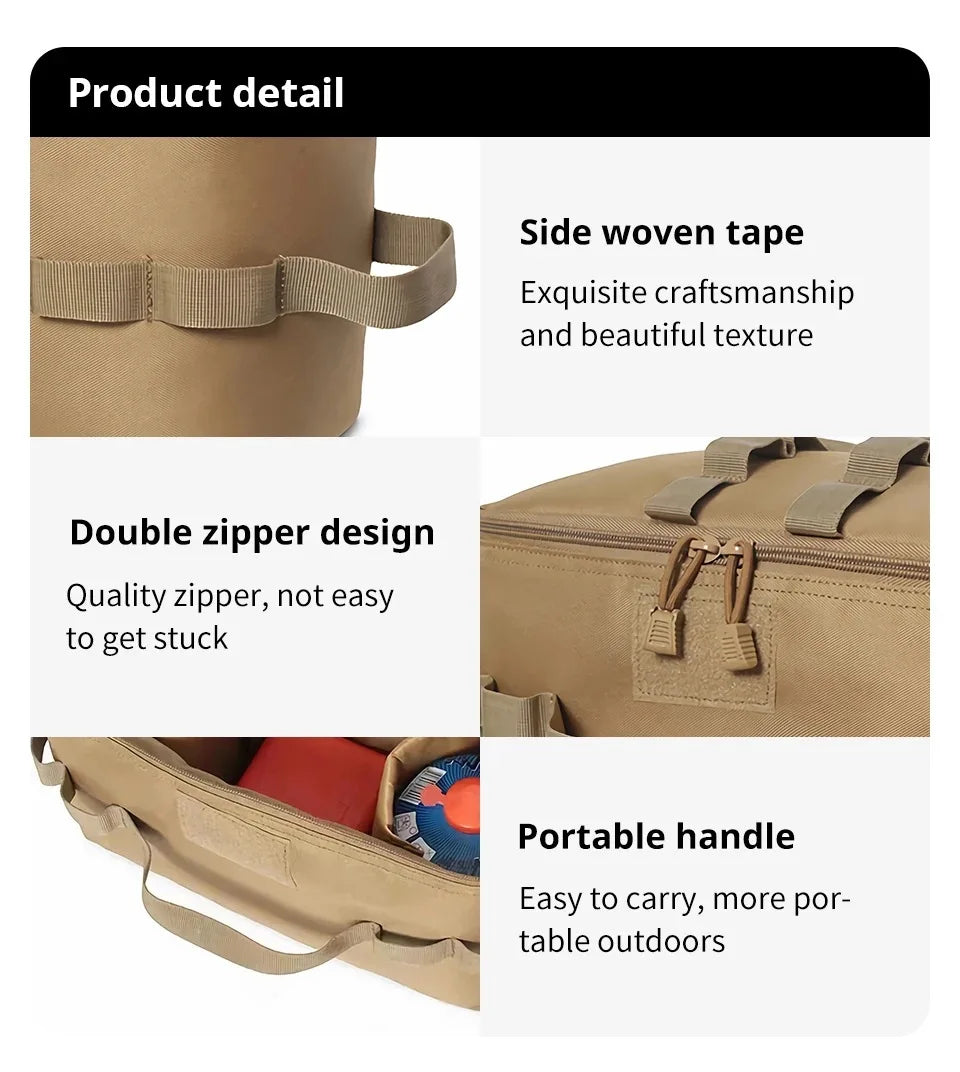 Large Capacity Camping Gas Canister Storage Bag - Multi-Purpose Outdoor Cookware & Ground Nail Tool Organizer Kit
