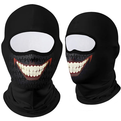 Full Face Balaclava Mask - Breathable Windproof UV Sun Protection - Moto Skull Ghost Clown Design for Summer Spring