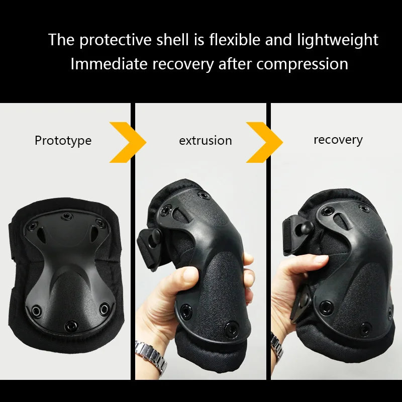 4-Piece Tactical Protective Gear Set - Knee & Elbow Pads for Outdoor Sports, Cycling, Mountaineering & Hiking