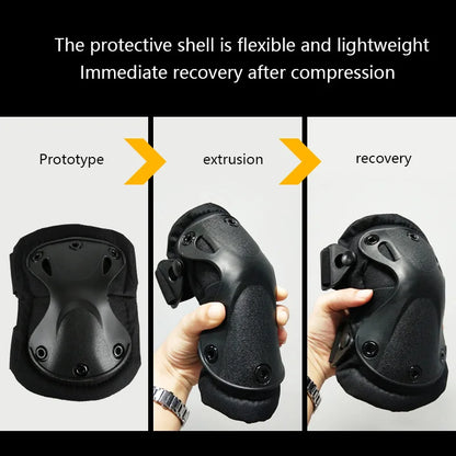 4-Piece Tactical Protective Gear Set - Knee & Elbow Pads for Outdoor Sports, Cycling, Mountaineering & Hiking