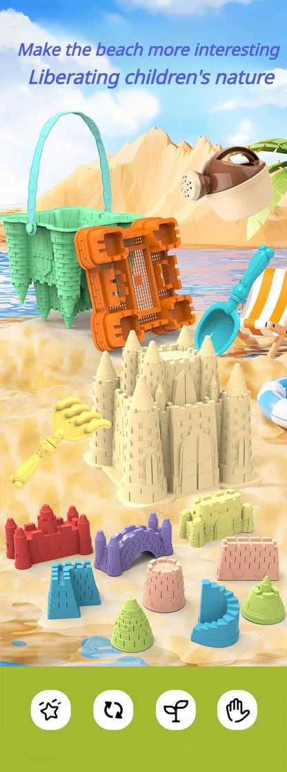 Kids Beach Castle Building Set - Complete Sand Play Kit with Bucket & Scoop - Outdoor Summer Sandbox Toys for Children & Family Fun