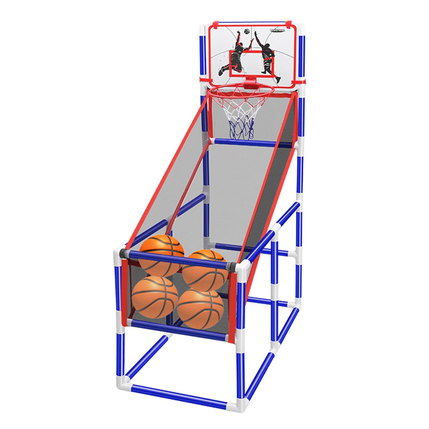 Adjustable Kids Basketball Hoop Set - Indoor/Outdoor Training System with 4 Balls (88cm-140cm Height Range)
