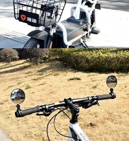 2PCS Universal Bike Handlebar Mirror - 360° Adjustable Rotatable Rearview for MTB & Road Bikes