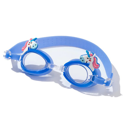 Kids Waterproof Swimming Goggles - Colorful Cartoon Pony Design with Anti-Fog & Adjustable Strap