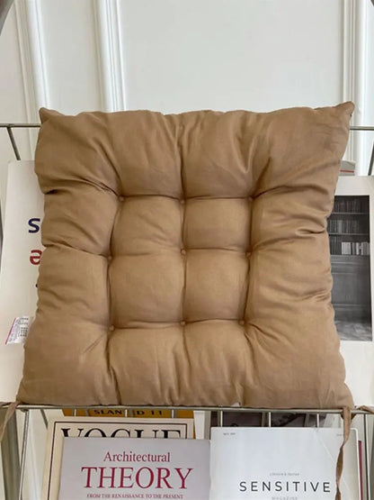 Square Seat Cushion - Linen & Pearl Cotton Blend with Removable Washable Cover - Protective Mat for Home, Office & Computer Chair