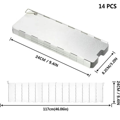 Aluminum Alloy Wind Shield Screen for Gas Stove - Windproof Camping Burner Guard (8/9/10/12/14/16 Plates) - Outdoor Picnic Cooking Accessory