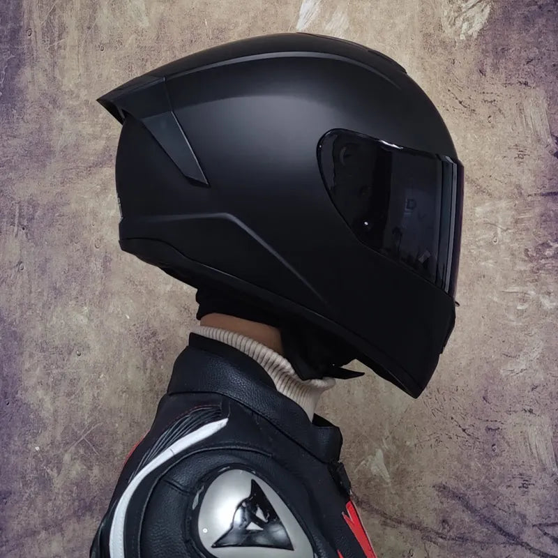 Full Face Racing Motorcycle Helmet - Winter Warm Double Visor Motorbike Sports Helmet LVS-701