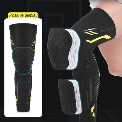 Padded Knee Compression Sleeve - Long Leg Calf Protection Sports Brace for Soccer - Adult & Youth Shin Pads (1 Piece)
