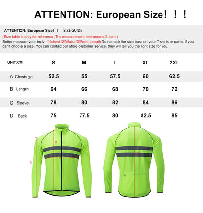 Men's Cycling Windbreaker Jacket - Water-Resistant Long Sleeve MTB Bike Coat with Quick-Dry & Breathable Jersey