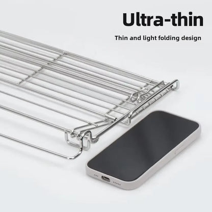 Folding Aluminum Table Extension Rack - IGT Compatible Hanging Mesh Storage Basket with Side Bracket for Outdoor Tables