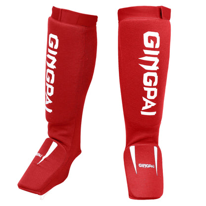 Cotton MMA Shin Guards - Boxing Kickboxing Foot Protection with Instep Ankle Support for TKD Muay Thai Training
