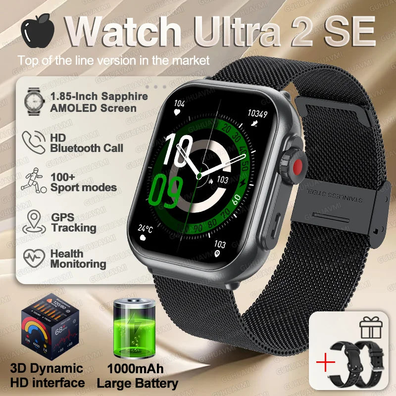 Ultra 2 SE Smart Watch - 1000mAh AMOLED GPS Fitness Tracker with Heart Rate Monitor & HD Calling for iOS & Android