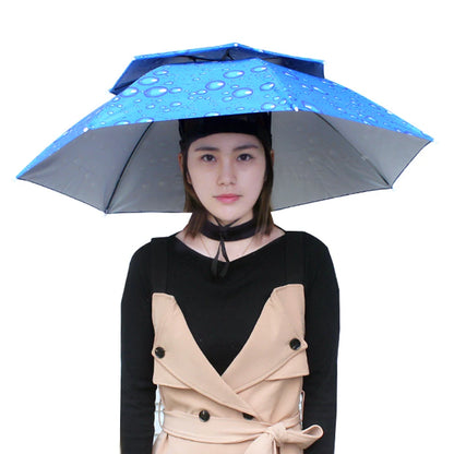 Foldable Umbrella Hat - Waterproof Hands-Free Rain & Sun Protection for Fishing, Camping & Beach (55-95CM Adjustable)