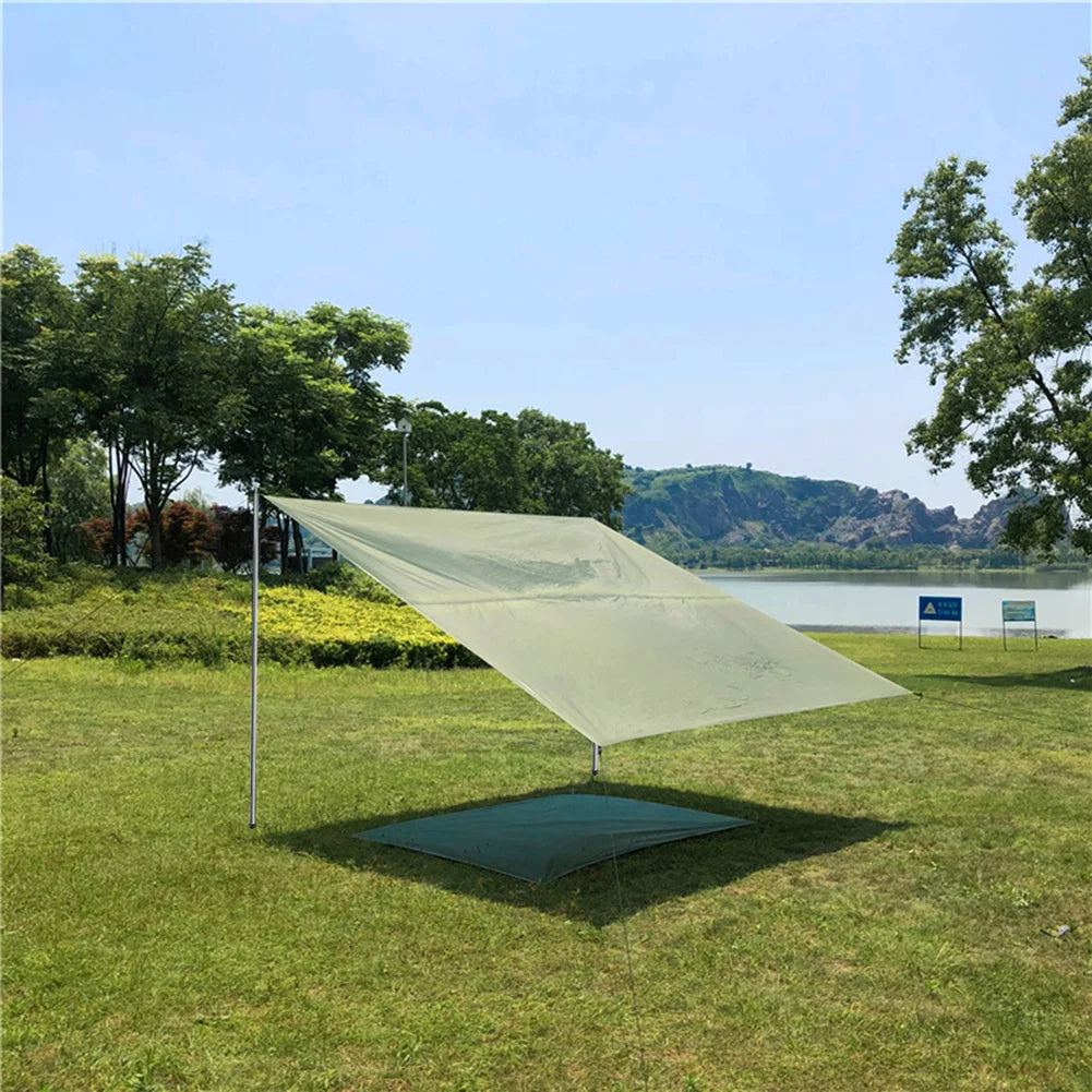 Set of 2 Tent Poles Adjustable Tarp Poles Steel Rods for Sun Shelter Tarp Canopy Camping Replacement With Pegs & Ropes