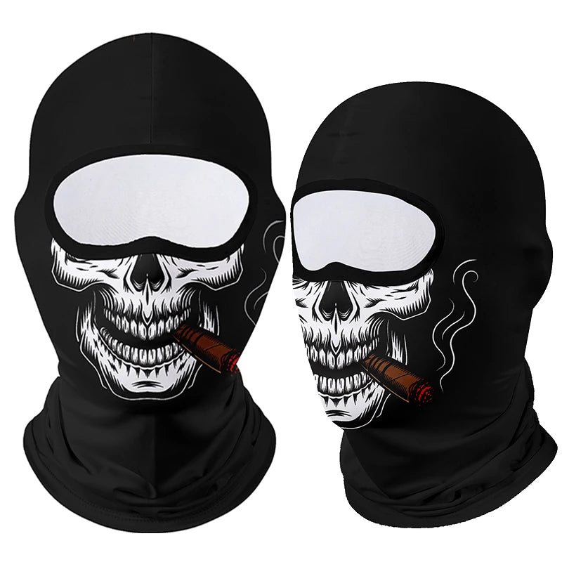 Full Face Balaclava Mask - Breathable Windproof UV Sun Protection - Moto Skull Ghost Clown Design for Summer Spring