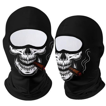 Full Face Balaclava Mask - Breathable Windproof UV Sun Protection - Moto Skull Ghost Clown Design for Summer Spring