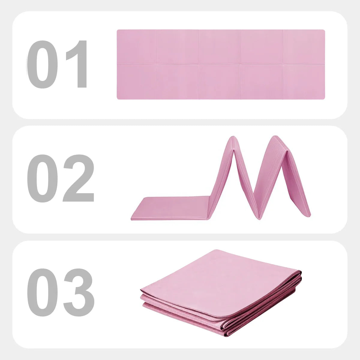 Premium EVA Yoga Mat - Eco-Friendly Foldable Exercise Mat - 173cm x 61cm - Available in 3mm/4mm/6mm Thickness - Pink