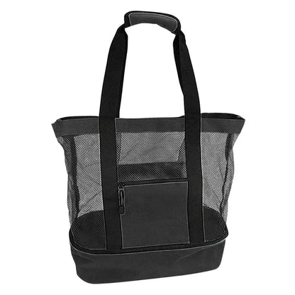 Waterproof Double-Layer Beach Tote Bag - Large Capacity Mesh Swimming Storage Bag with Heat Preservation for Women