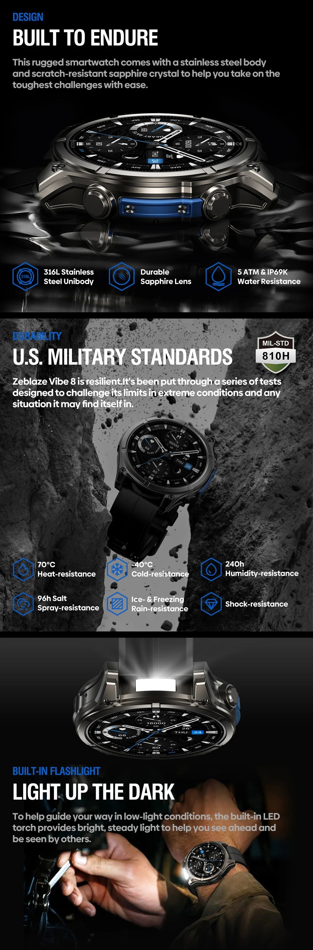 1.43" AMOLED Smart Watch with Voice Calling - Built-in Flashlight, Heart Rate & Blood Pressure Monitor