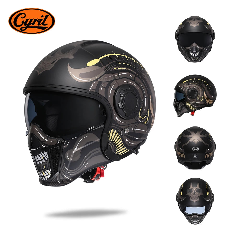 Modular Motorcycle Helmet - Full Face/Open Face 3/4 Dual Visor Helmet (ECE/DOT Certified, Unisex)