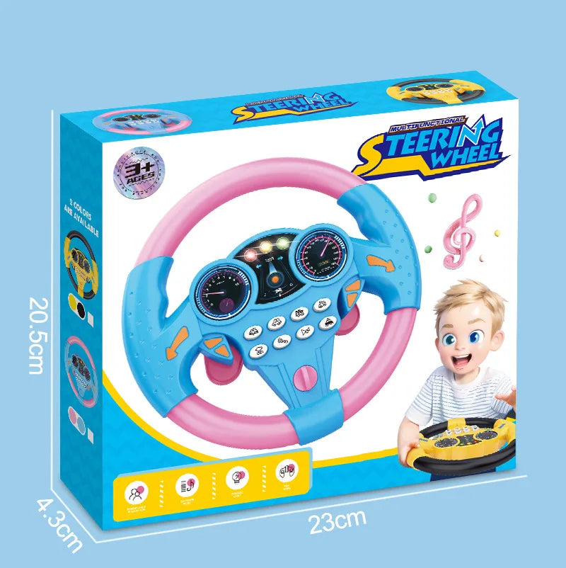 Kids Interactive Steering Wheel Toy - Educational Stroller Copilot with Sound Effects