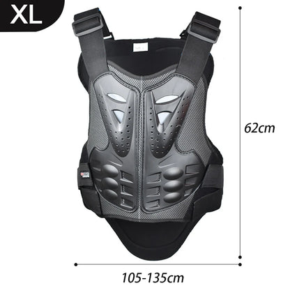 Motorcycle Body Armor Vest - PE Shell Chest & Back Protector with Reflective Tape for Motocross, Skiing & Skating