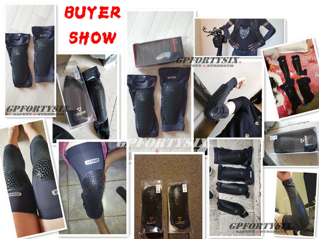 VEMAR Motorcycle Knee and Elbow Pads - Breathable Anti-Fall Protection Guards for Motocross, MTB, DH Cycling - High Elasticity Sleeves