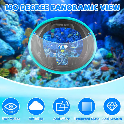 Classic Retro Oval Spearfishing Mask - Panoramic Wide View Scuba Diving Goggles with Tempered Glass Lens for Adults