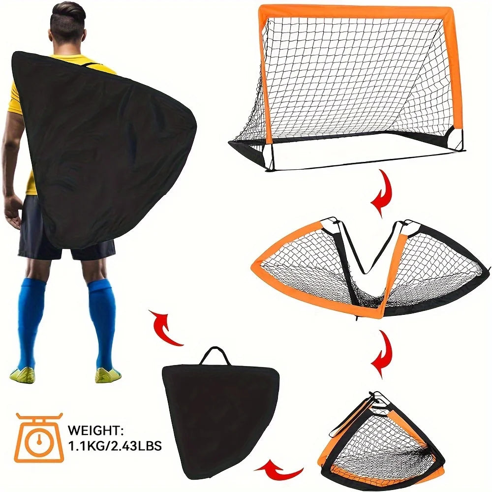 Portable Foldable Soccer Goals for Backyard – Mobile Training Football Net for Kids, Indoor & Outdoor Pop-Up Design
