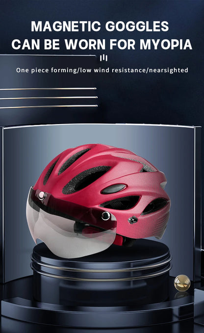 X-TIGER Adult Cycling Helmet with LED Rear Light - Dual Mode Goggle, Lightweight Breathable Design, Fits 58-62cm