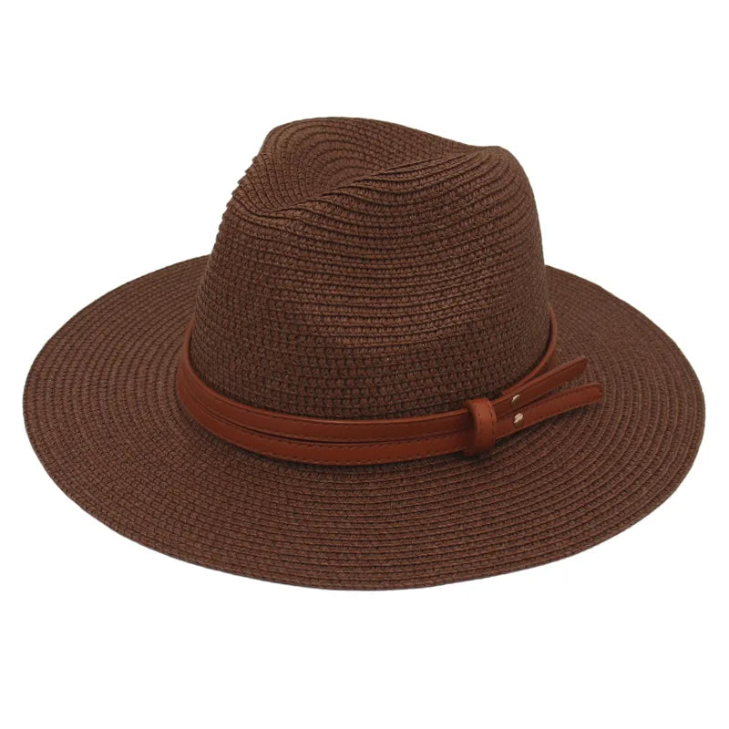 Breathable Straw Panama Hat - European American Style Jazz Sun Hat for Beach & Leisure
