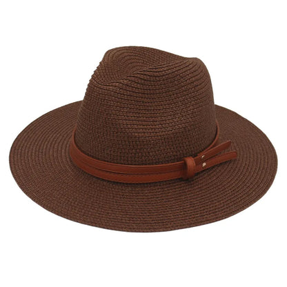 Breathable Straw Panama Hat - European American Style Jazz Sun Hat for Beach & Leisure