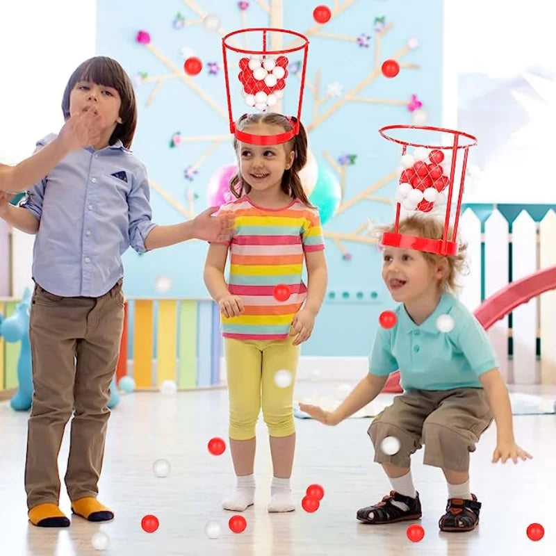 Head Hoop Basketball Headband Game - 2 Pack Set with 20 Balls - Adjustable Carnival Party Game for Kids & Adults