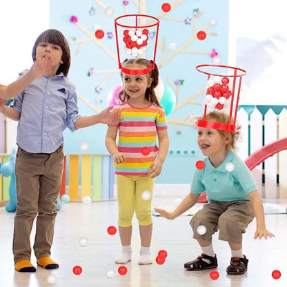 Head Hoop Basketball Headband Game - 2 Pack Set with 20 Balls - Adjustable Carnival Party Game for Kids & Adults