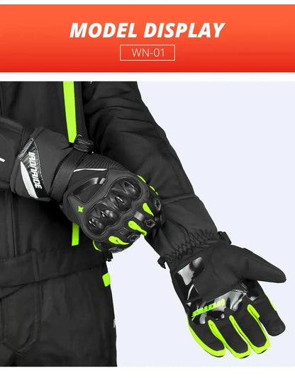 Waterproof Winter Motorcycle Gloves - Full Finger Protection with Touch Screen - Model WN-01