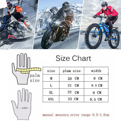 Men's Leather Motorcycle Gloves - Windproof Motocross Riding Gloves with Protective Equipment