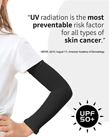 Kids Ice Silk Cooling Arm Sleeves - UV Sun Protection Elastic Sleeves for Boys & Girls Ages 4-12 (Summer Sports & Beach)