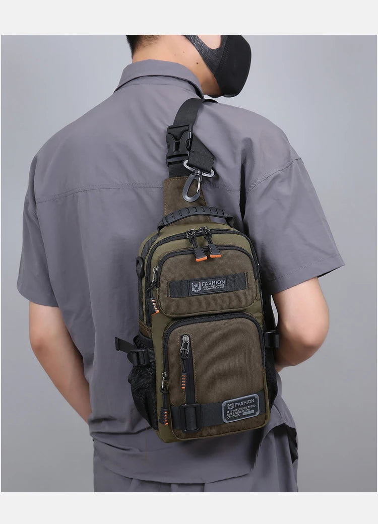Men's Oxford Chest Pack - Unisex Crossbody Waist Bag with Zipper Pockets