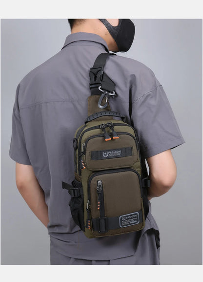 Men's Oxford Chest Pack - Unisex Crossbody Waist Bag with Zipper Pockets