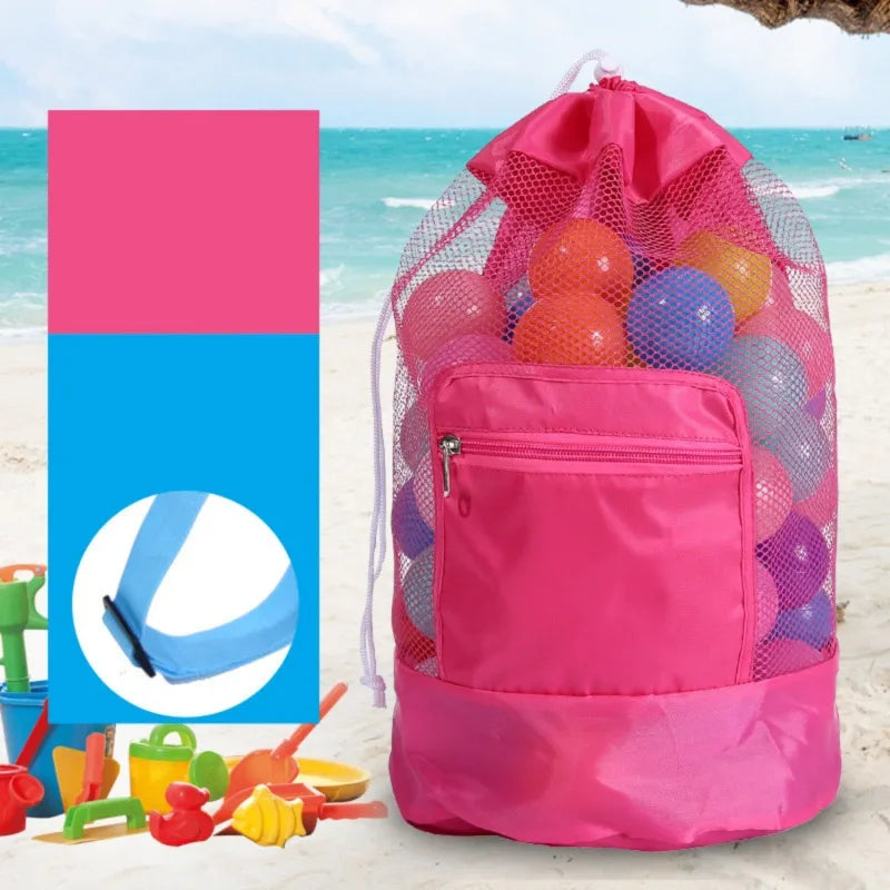 Foldable Mesh Beach Bag - Portable Waterproof Swimming Toy Storage Basket for Children
