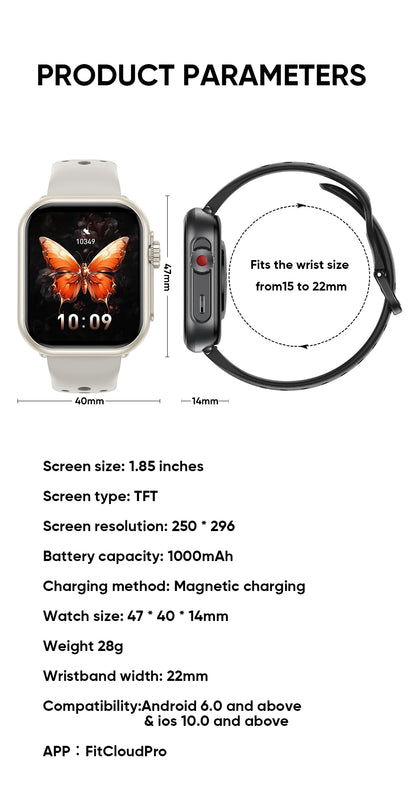 Ultra 2 SE Smart Watch - 1000mAh AMOLED GPS Fitness Tracker with Heart Rate Monitor & HD Calling for iOS & Android