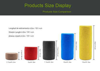 Self Adhesive Elastic Bandage Wrap 4.8m Camouflage Sport Tape Cohesive Support for Knee Finger Ankle Palm Multi-Pack