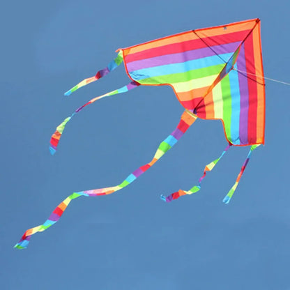 Rainbow Kite with Long Tail - Easy Flying Design with 30m Line for Kids and Outdoor Fun