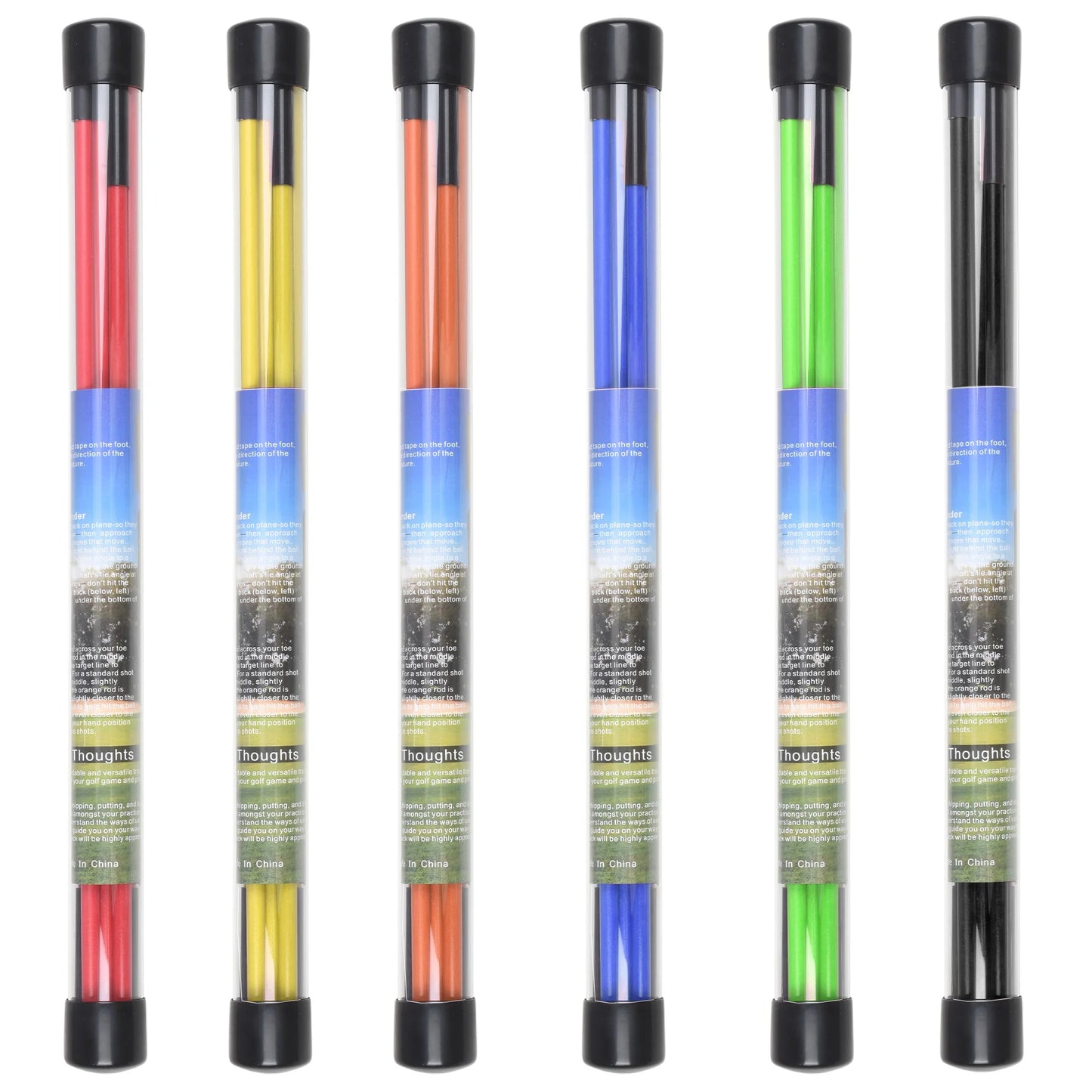 Golf Alignment Sticks - 2 Sets of 48inch Practice Rods - Collapsible & Portable - 6 Colors Available