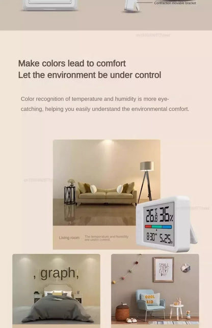 Mini Digital Thermometer Hygrometer with Clock – HD Weather Station for Training Spaces