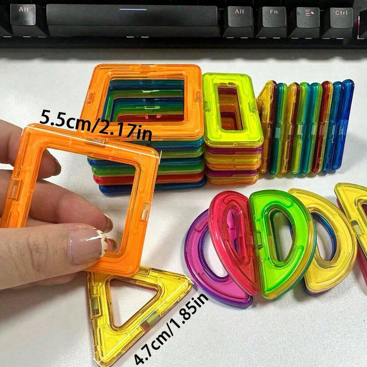 Magnetic Building Blocks Set - Medium Size 60-Piece STEM Construction Toy, Educational DIY Magnet Tiles for Learning & Creative Play