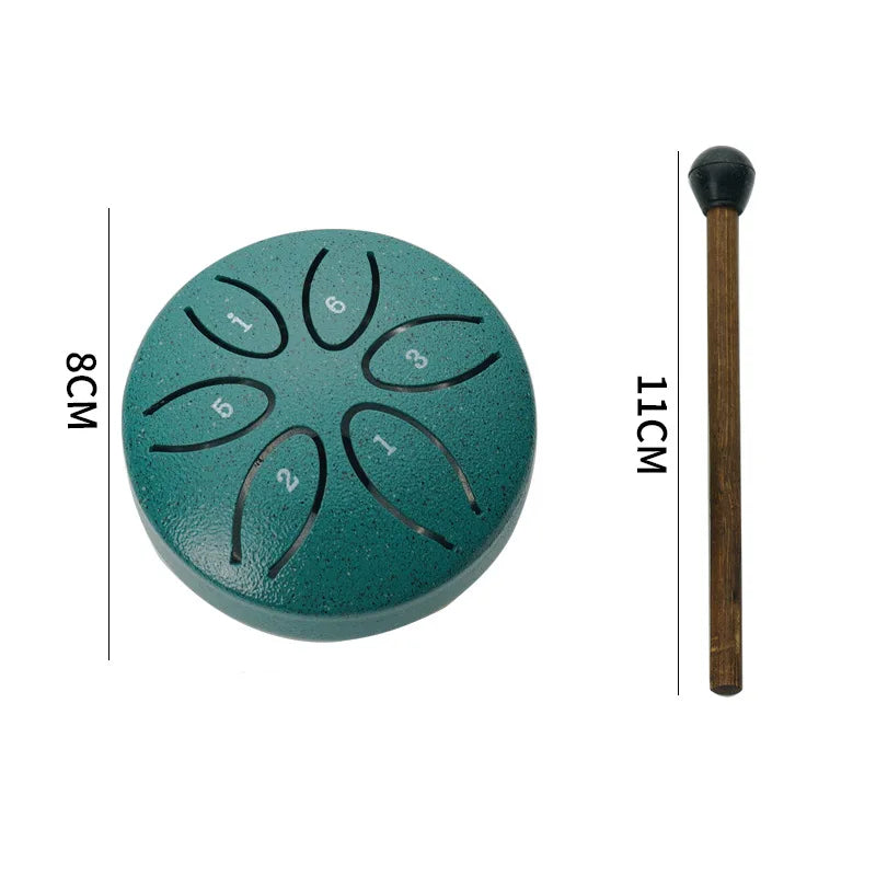 3 Inch Steel Tongue Drum - 6 Tones Mini Hand Drum - Carbon Steel Percussion Instrument with Mallets