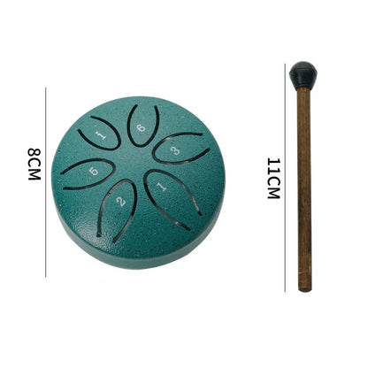 3 Inch Steel Tongue Drum - 6 Tones Mini Hand Drum - Carbon Steel Percussion Instrument with Mallets