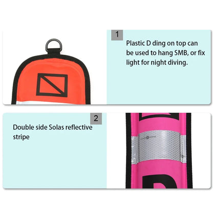 Professional Scuba Diving Safety Signal Tube - High Quality Inflatable Surface Marker Buoy (SMB) - 1.2M/1.5M/1.8M Diver Below Safety Sausage